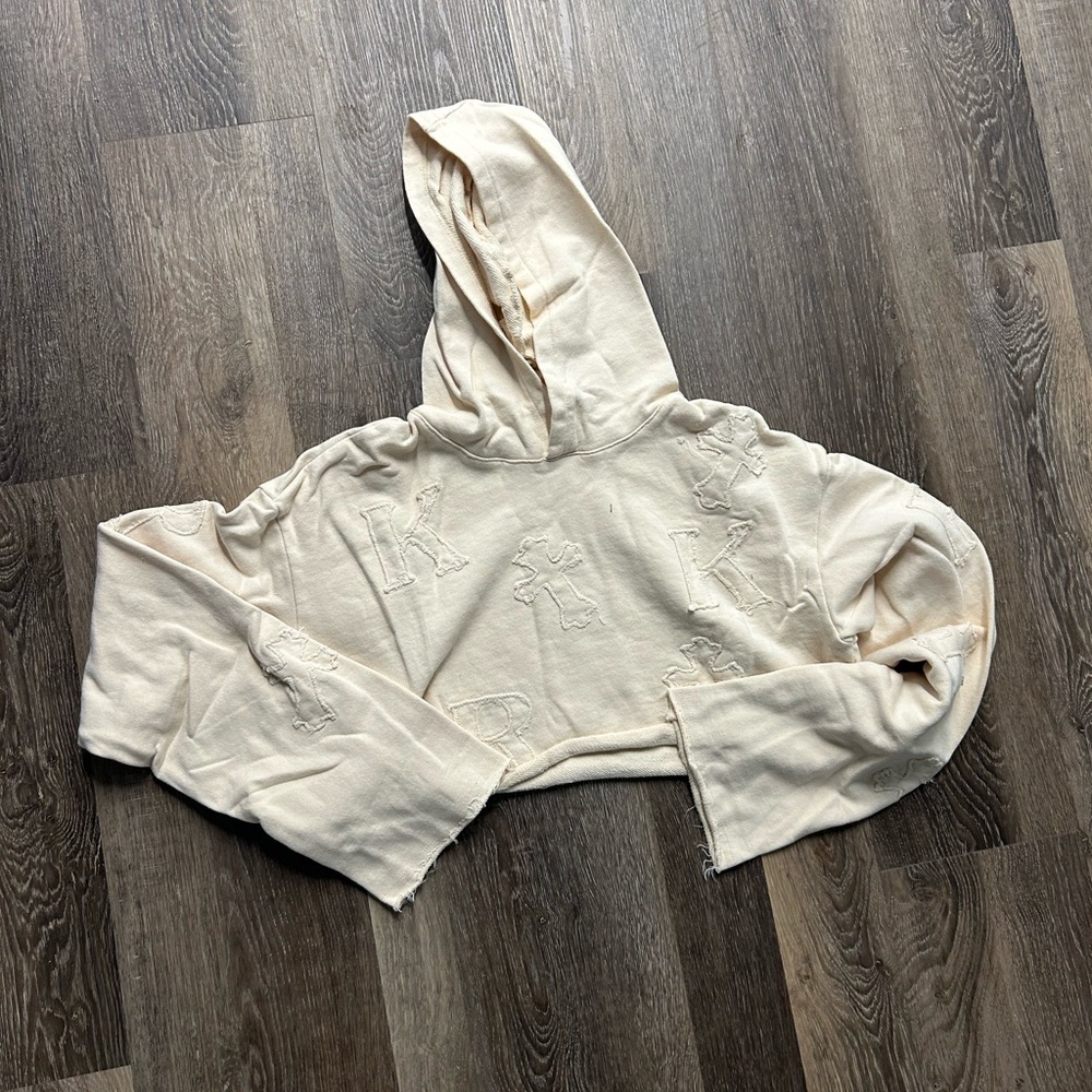 Cream Hooded Crop Top